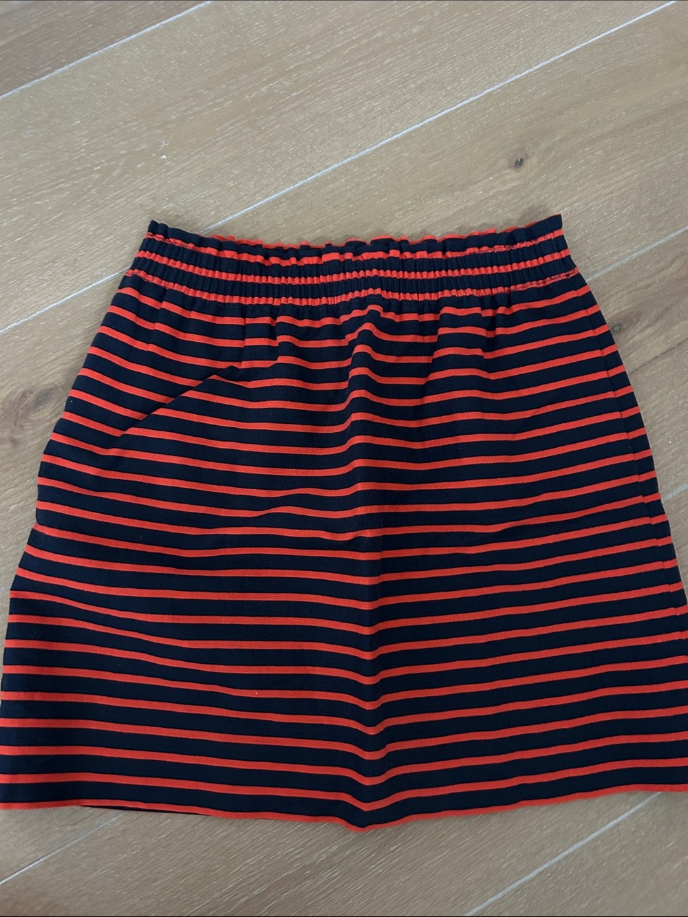 J. Crew Black and Red Striped Elastic-Waist Mini Skirt